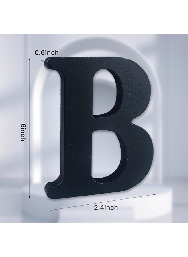 MIRFA Wooden Free Standing Decorative Letter Slices - Black - 6inches (B) - Image 2